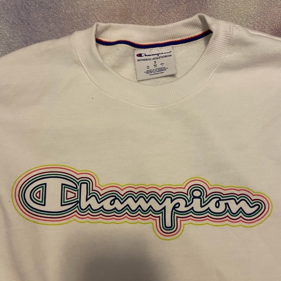 Women’s Retro White Champion Crewneck Sweatshirt Size S - Picture 2 of 4